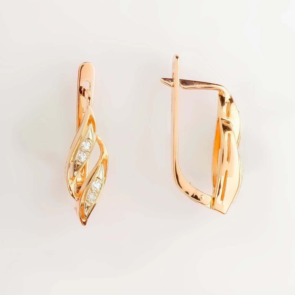 Серьги с бриллиантом из красного золота 583 пробы