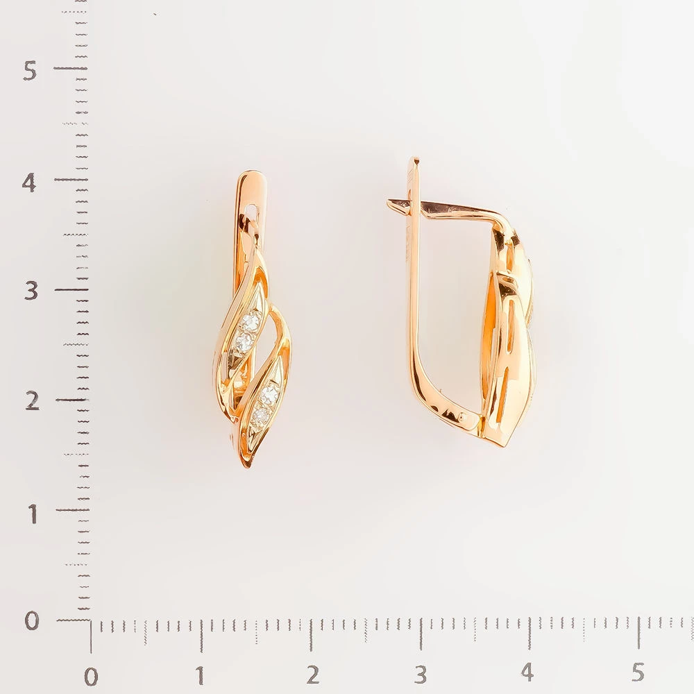 Серьги с бриллиантом из красного золота 583 пробы