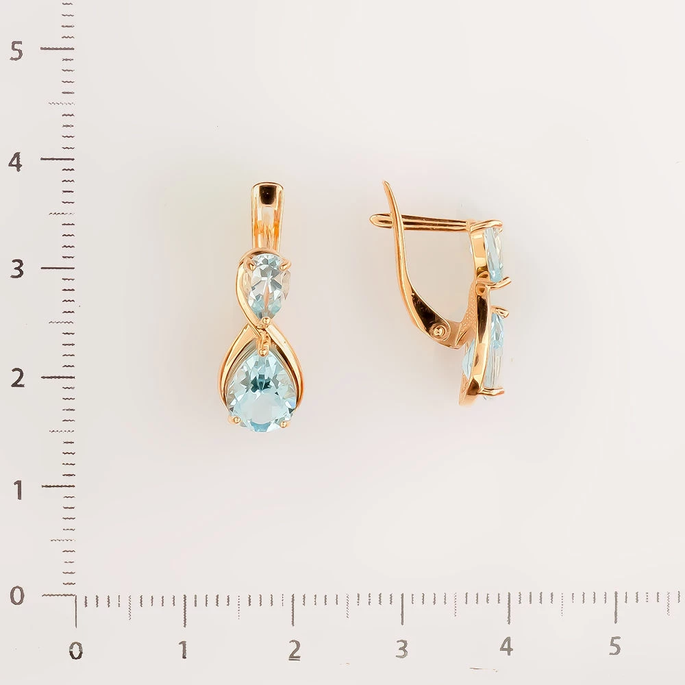 Серьги с топазом из красного золота 585 пробы