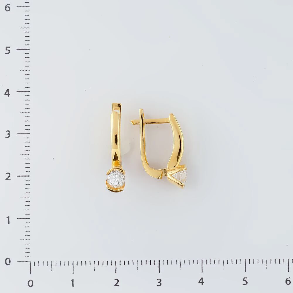 Серьги с фианитом из желтого золота 585 пробы