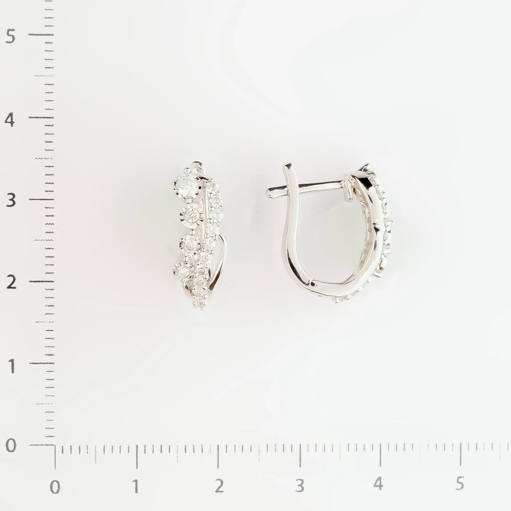 Серьги с бриллиантом из белого золота 585 пробы