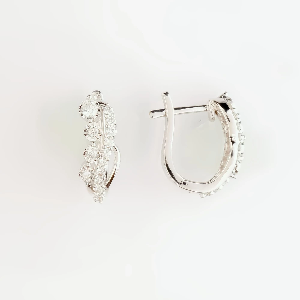 Серьги с бриллиантом из белого золота 585 пробы