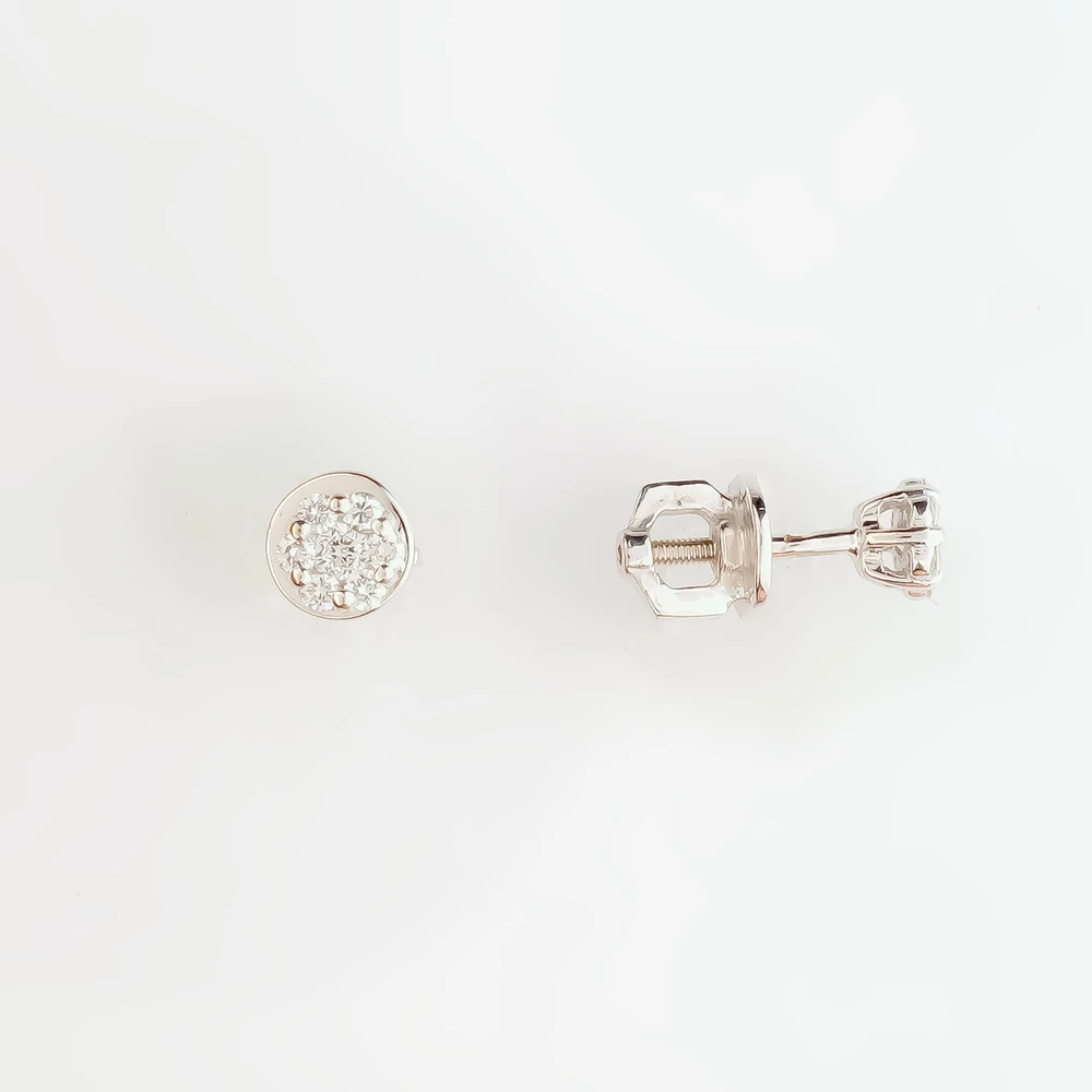 Серьги с бриллиантом из белого золота 585 пробы