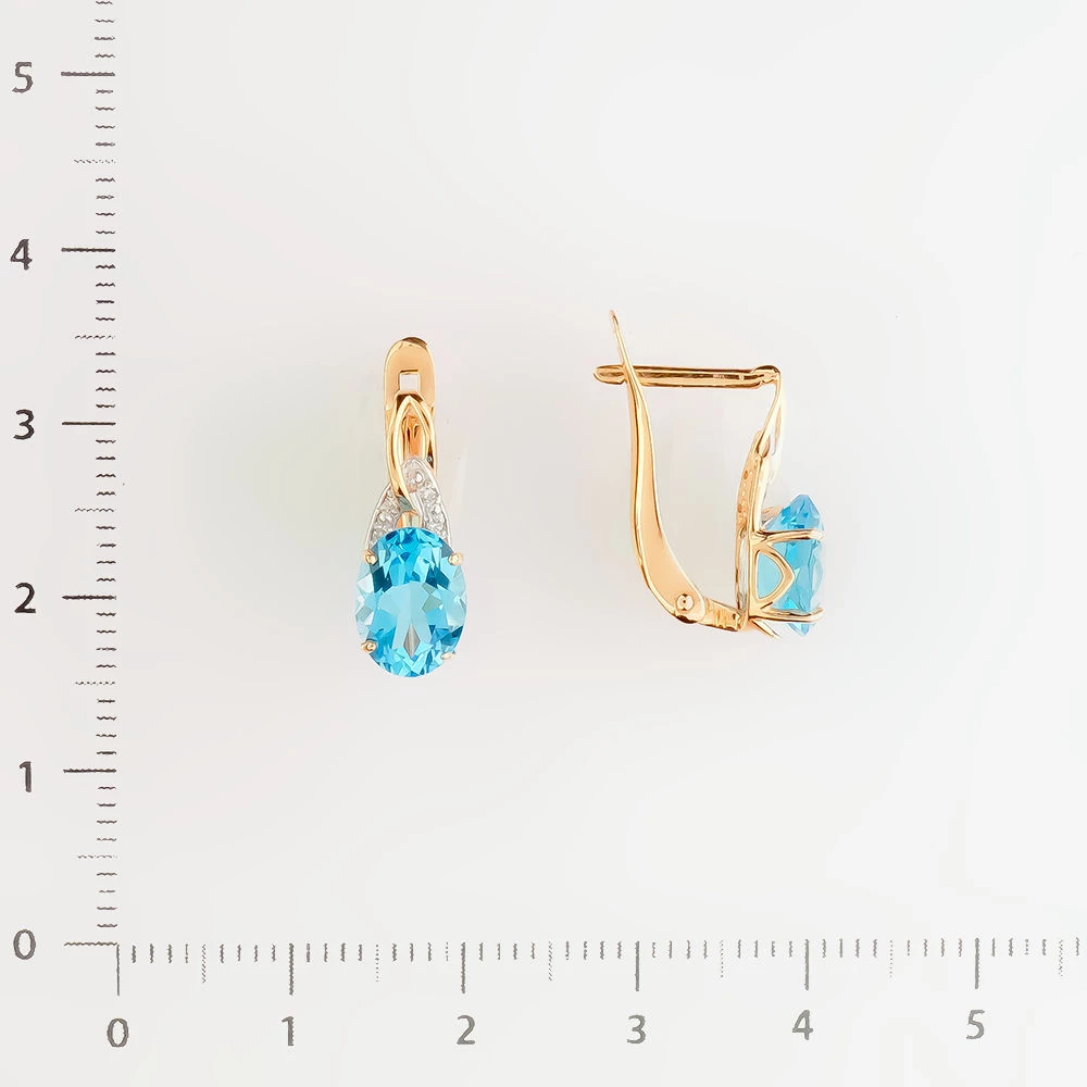 Серьги с топазом из красного золота 585 пробы