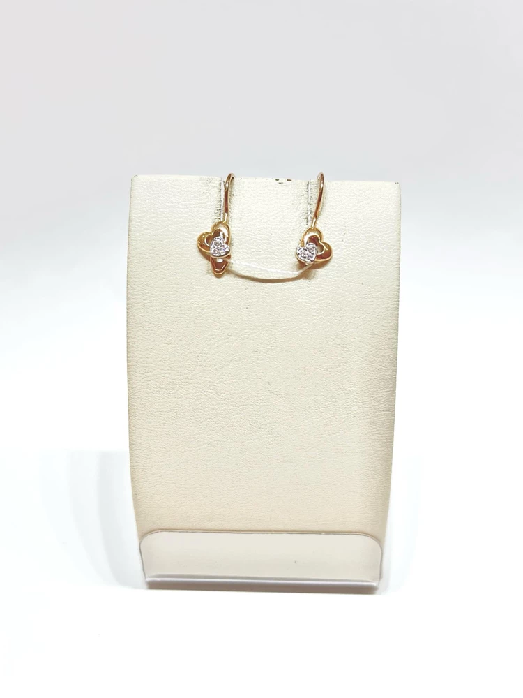 Серьги с фианитом из красного золота 585 пробы