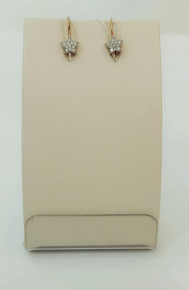 Серьги с фианитом из красного золота 585 пробы