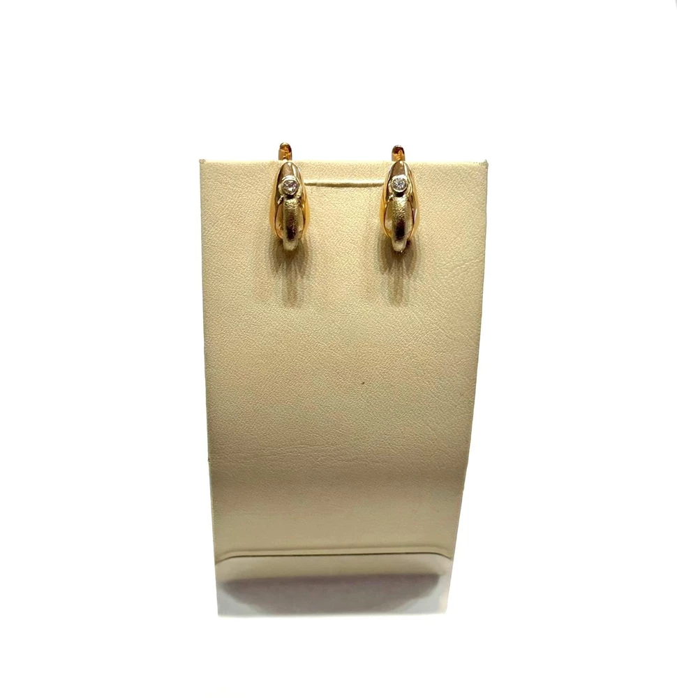 Серьги с бриллиантом из красного золота 585 пробы