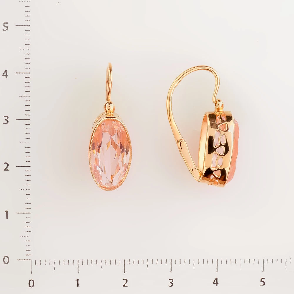 Серьги с фианитом из красного золота 583 пробы