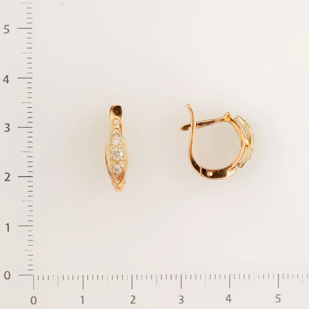 Серьги с бриллиантом из красного золота 585 пробы