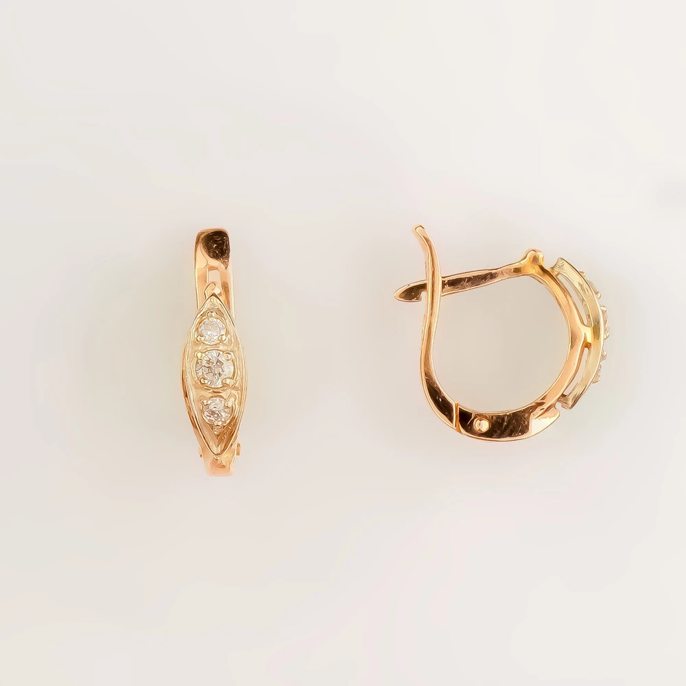 Серьги с бриллиантом из красного золота 585 пробы