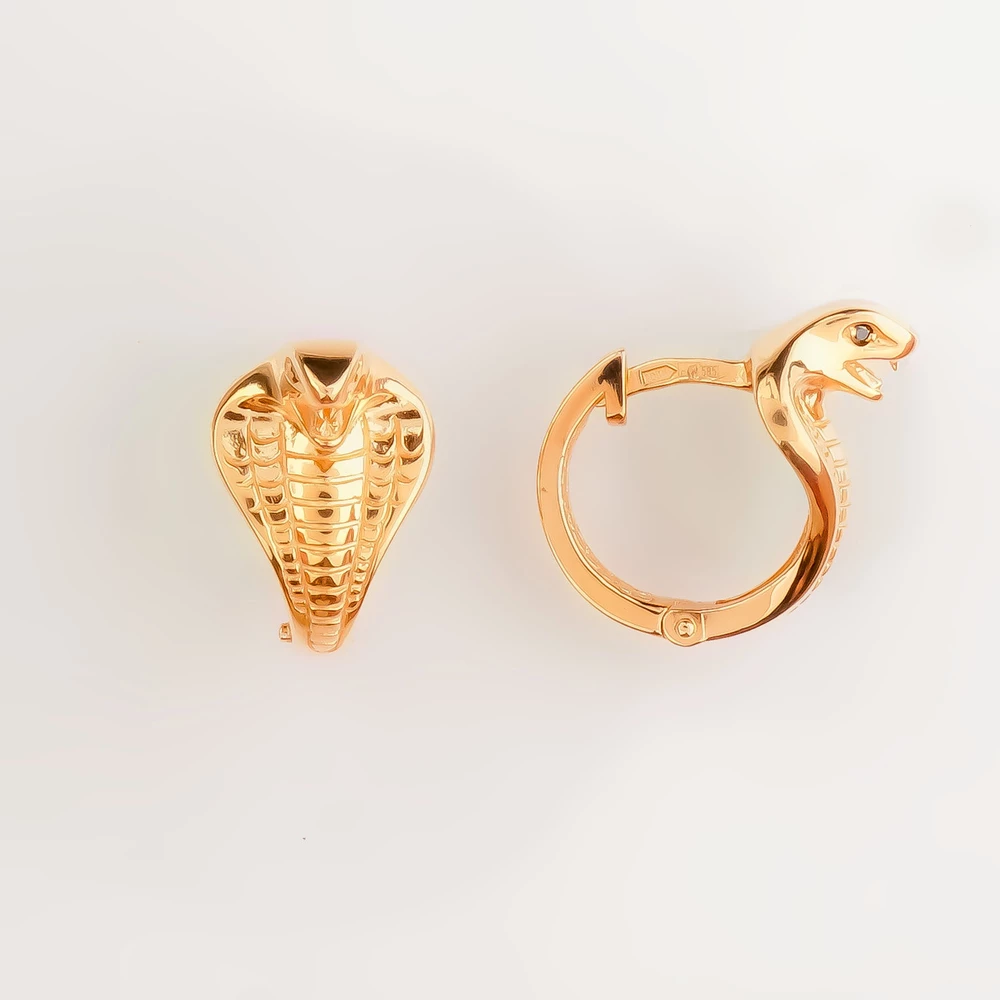 Серьги с фианитом из красного золота 585 пробы