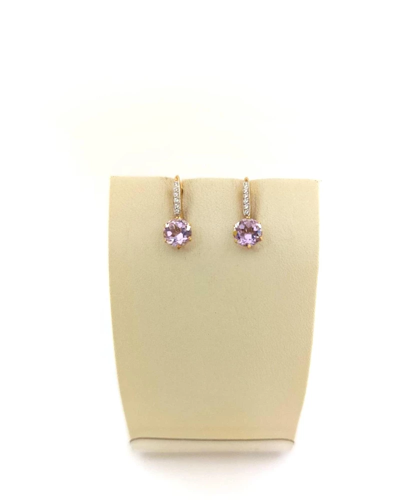 Серьги с аметистом из красного золота 375 пробы