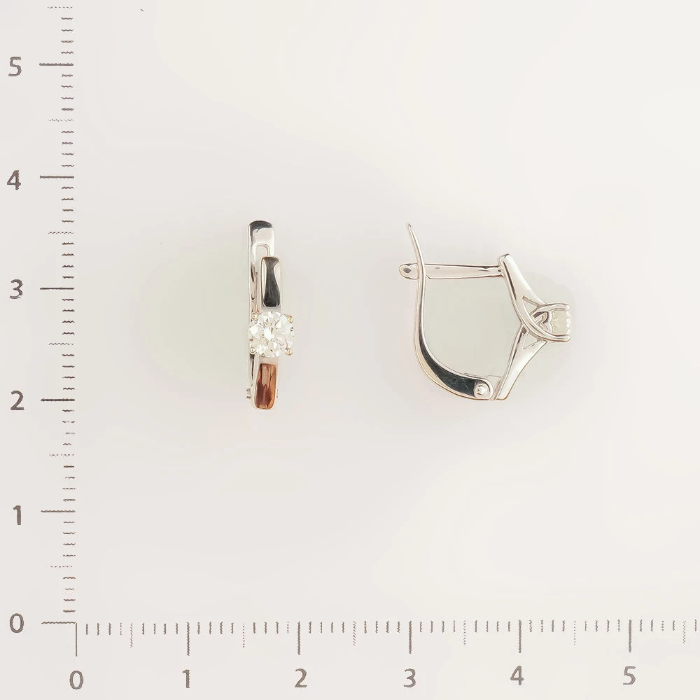 Серьги с бриллиантом из белого золота 585 пробы