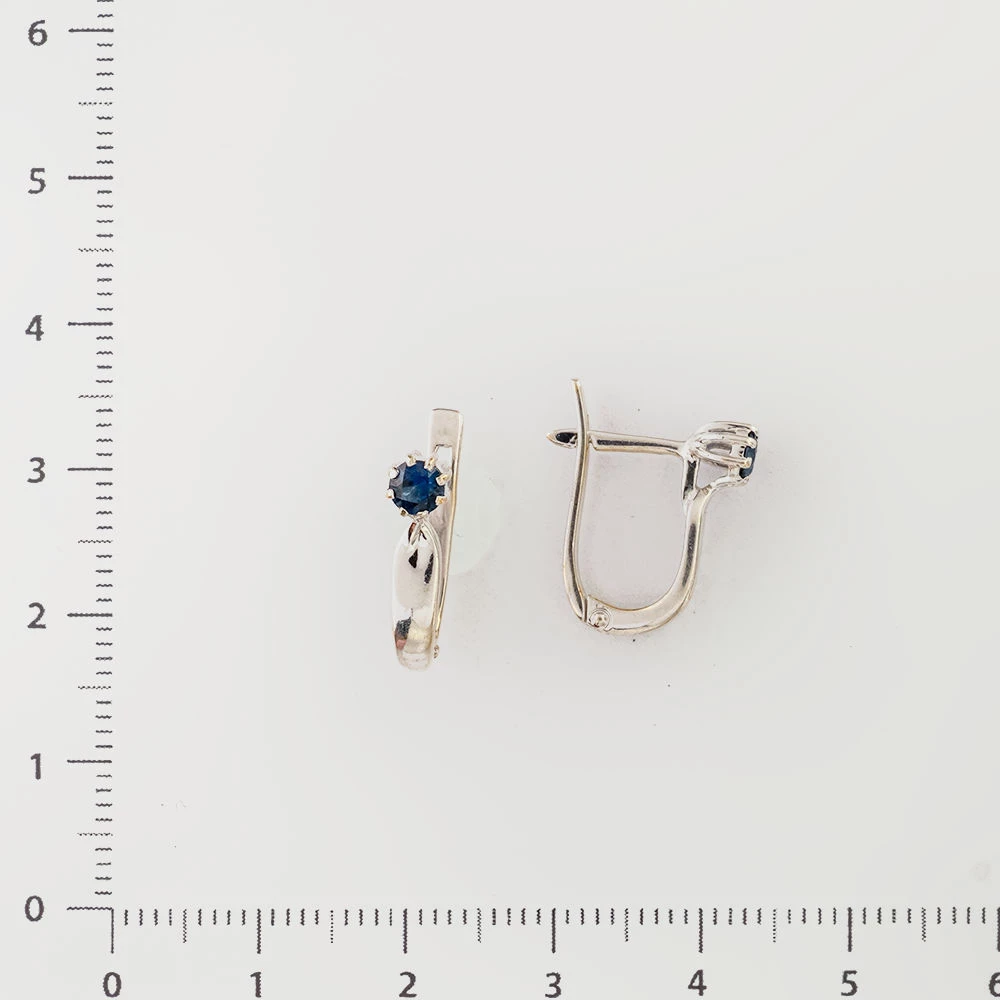 Серьги с сапфиром синтетическим из белого золота 585 пробы