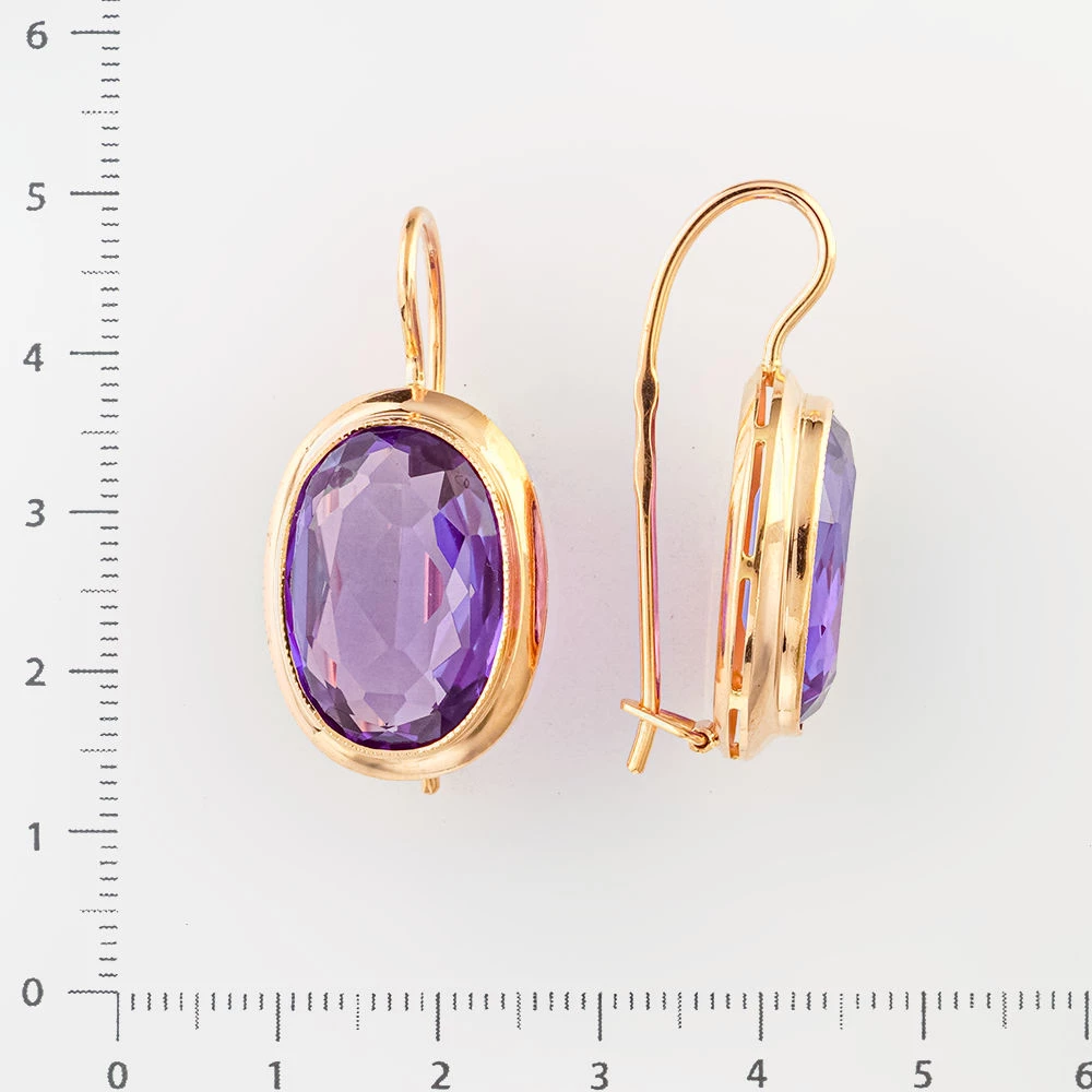 Серьги с александритом синтетическим из красного золота 583 пробы