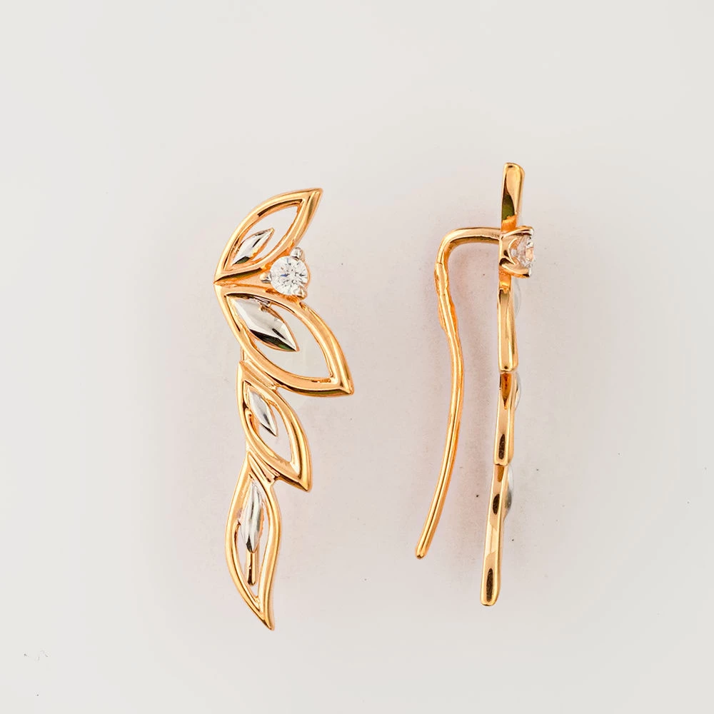 Серьги с фианитом из красного золота 585 пробы