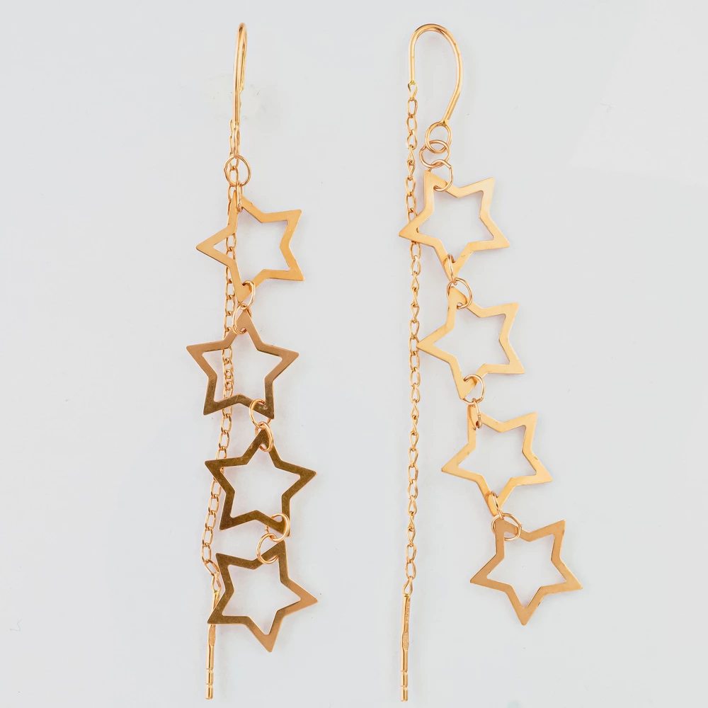 Серьги-продевки из красного золота 585 пробы