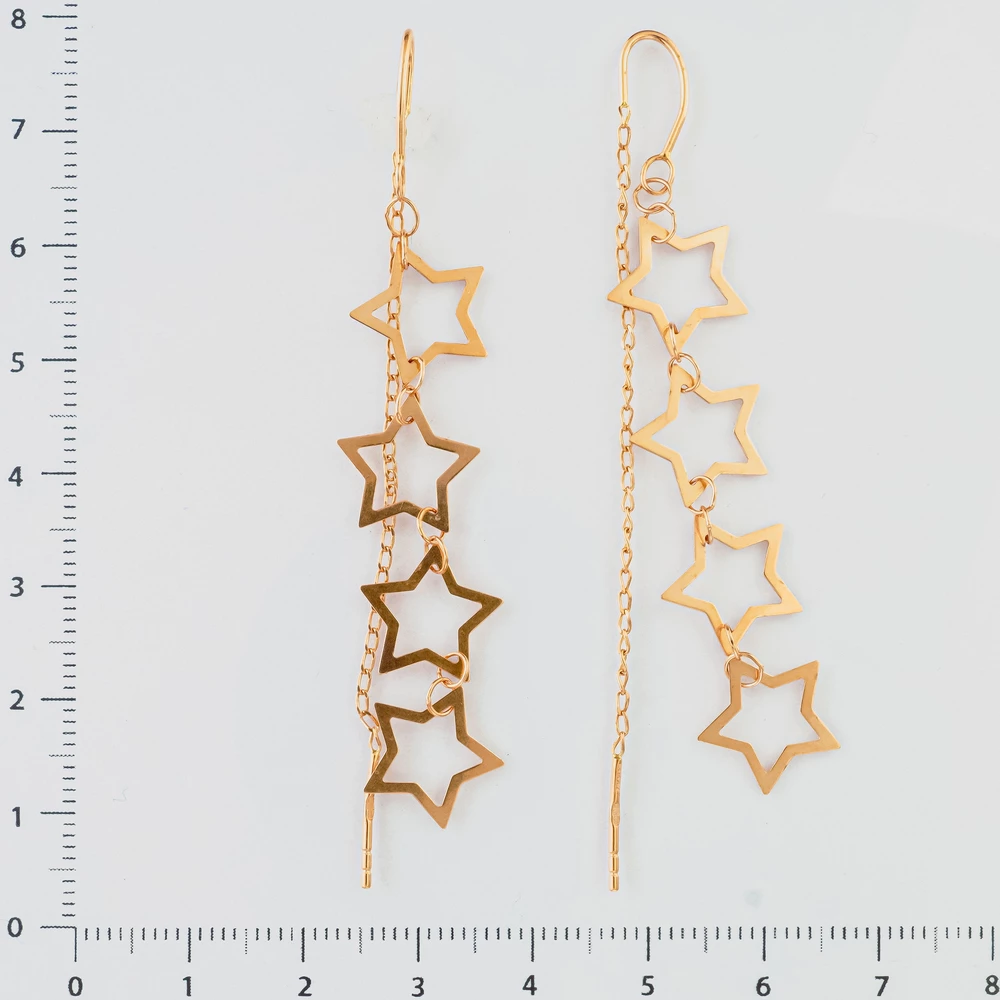 Серьги-продевки из красного золота 585 пробы