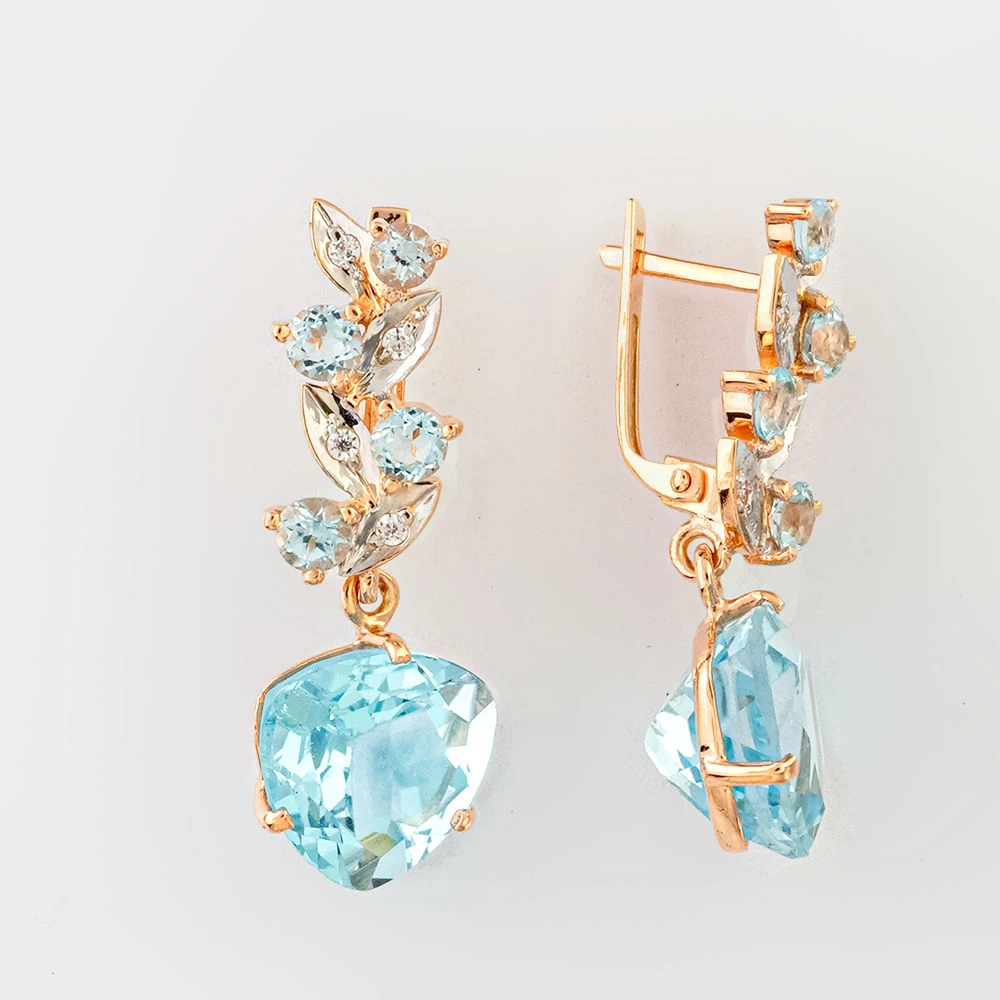 Серьги с топазом из красного золота 585 пробы