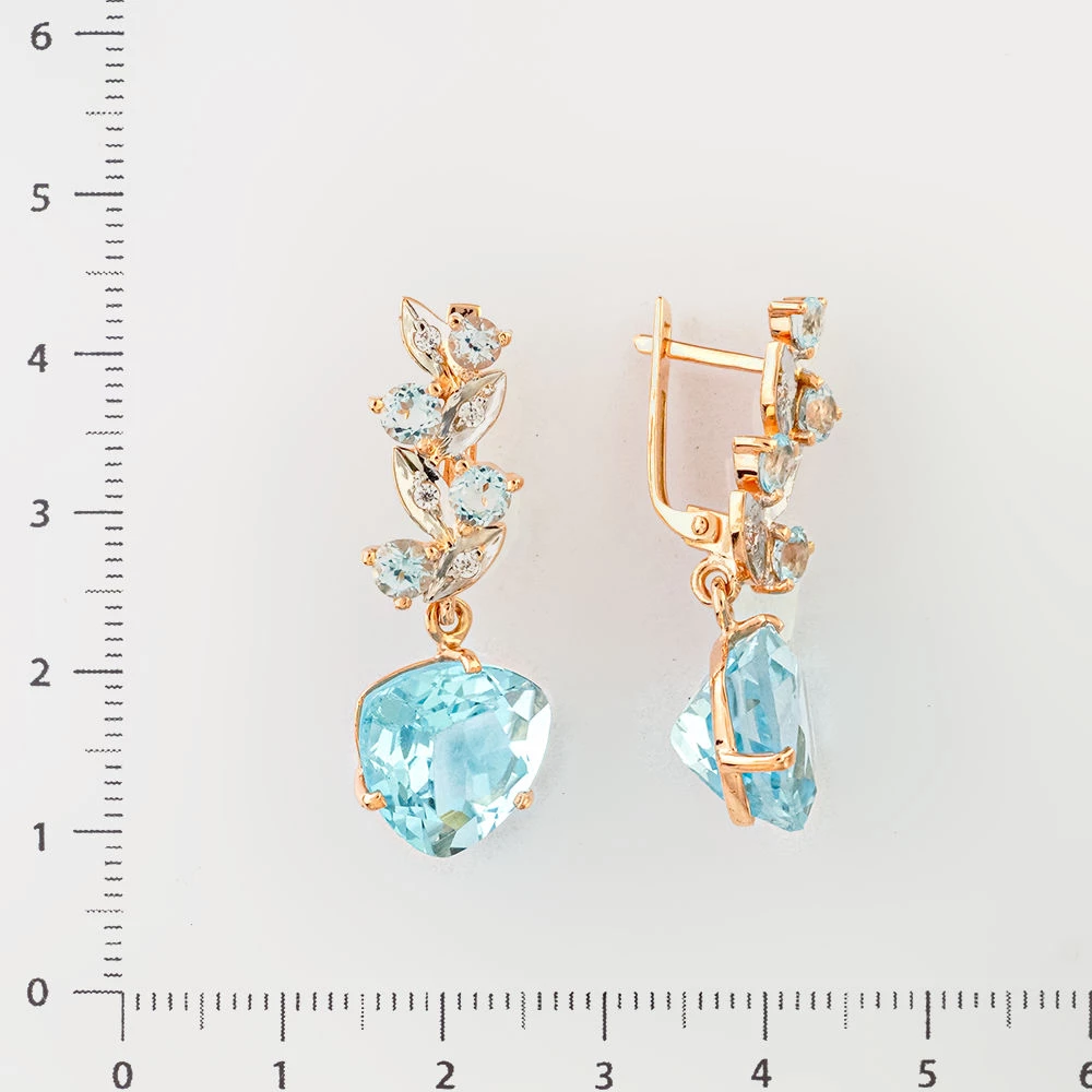 Серьги с топазом из красного золота 585 пробы