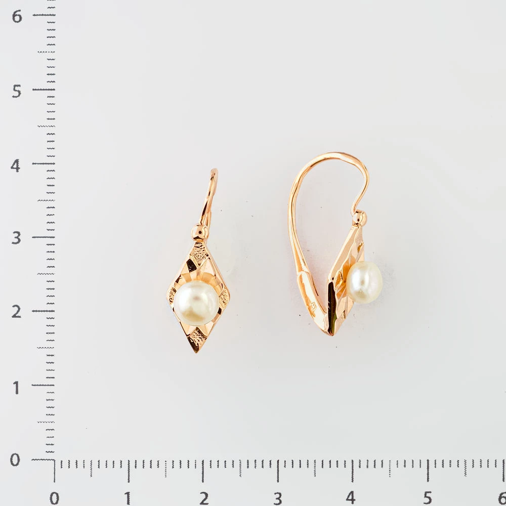 Серьги с культивированным жемчугом из красного золота 583 пробы