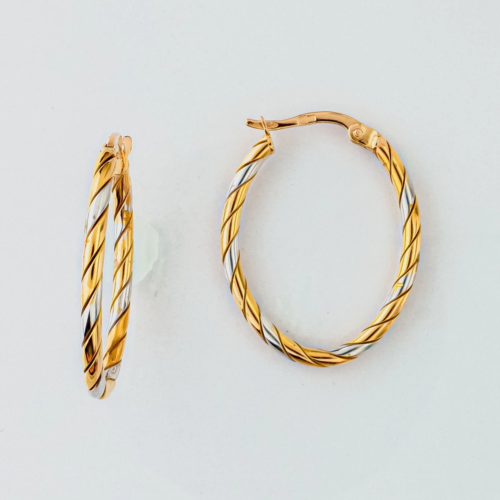 Серьги конго из желтого золота 585 пробы