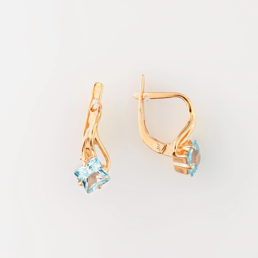 Серьги с топазом из красного золота 585 пробы