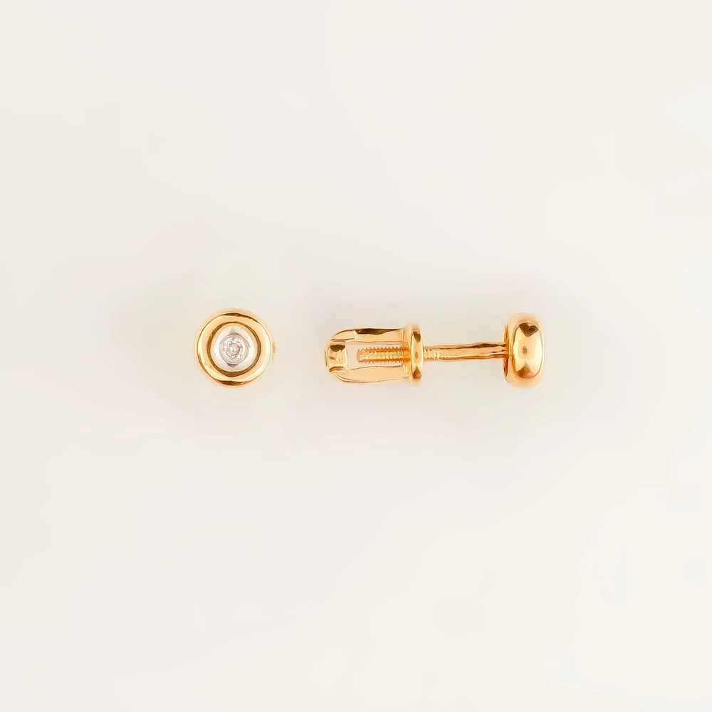 Серьги с бриллиантом из красного золота 585 пробы