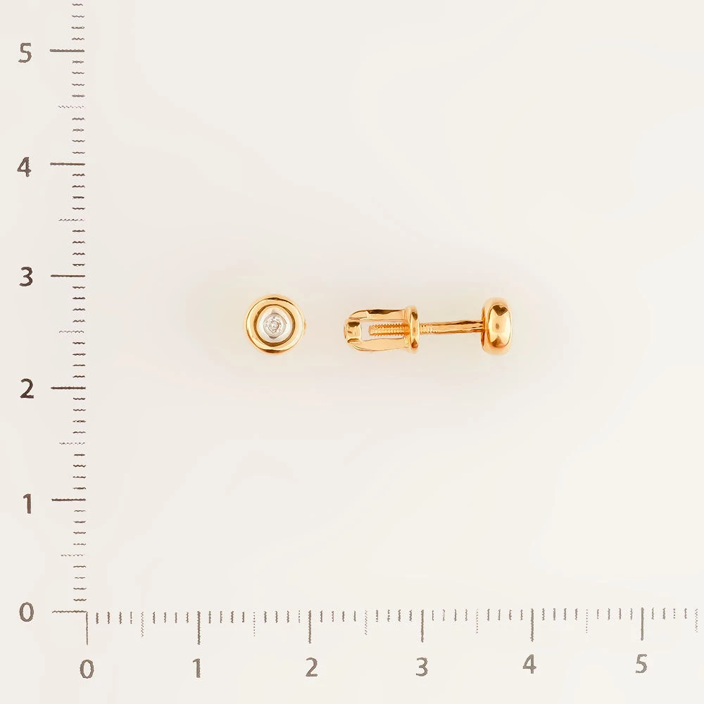 Серьги с бриллиантом из красного золота 585 пробы