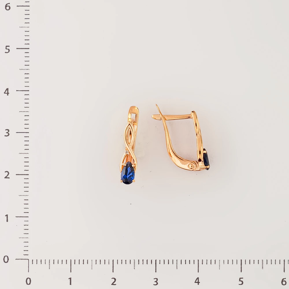 Серьги с сапфиром синтетическим из красного золота 375 пробы