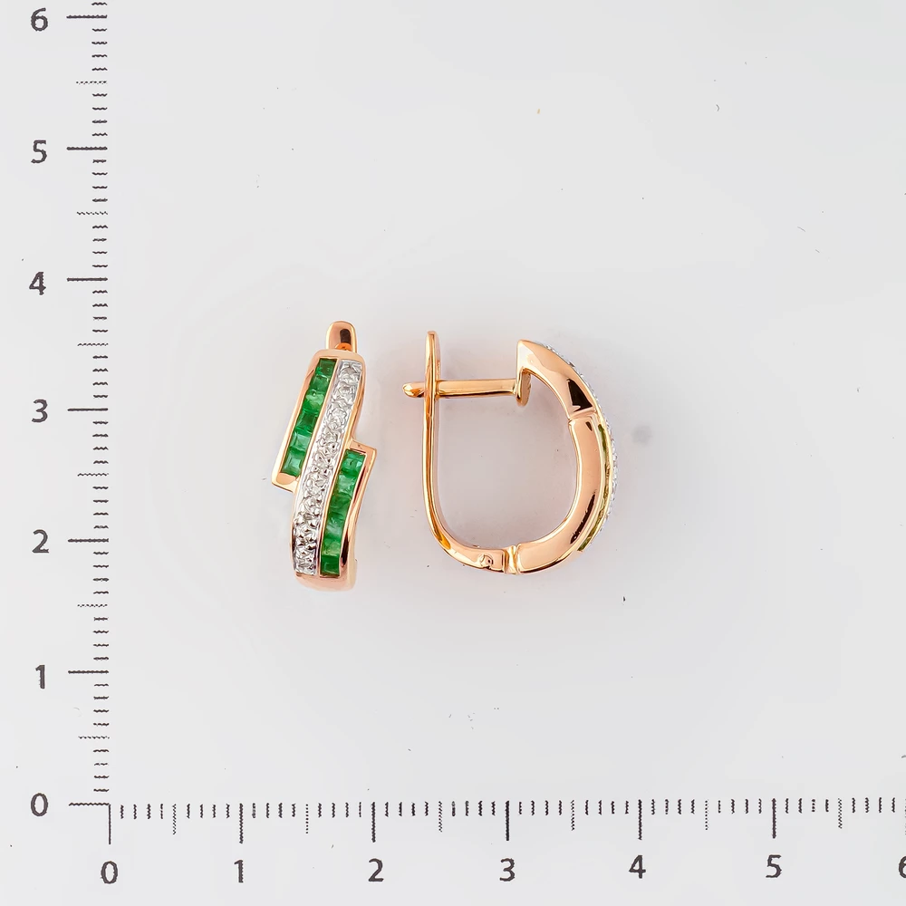 Серьги с изумрудом из красного золота 585 пробы