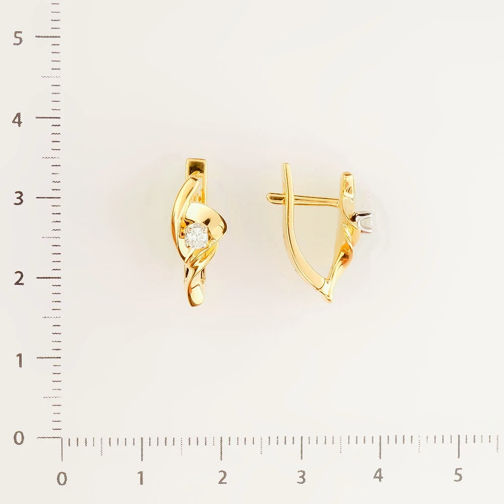 Серьги с бриллиантом из желтого золота 585 пробы