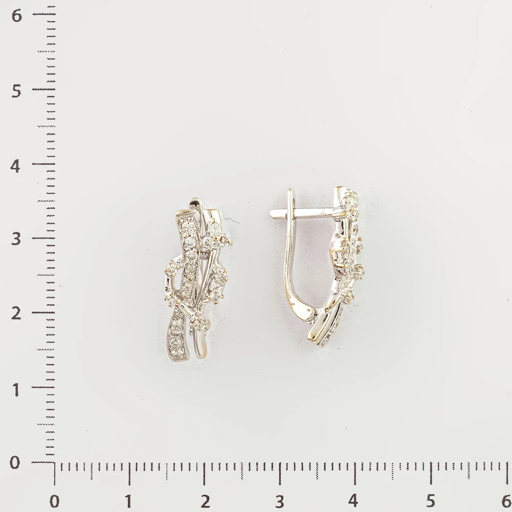 Серьги с бриллиантом из белого золота 585 пробы