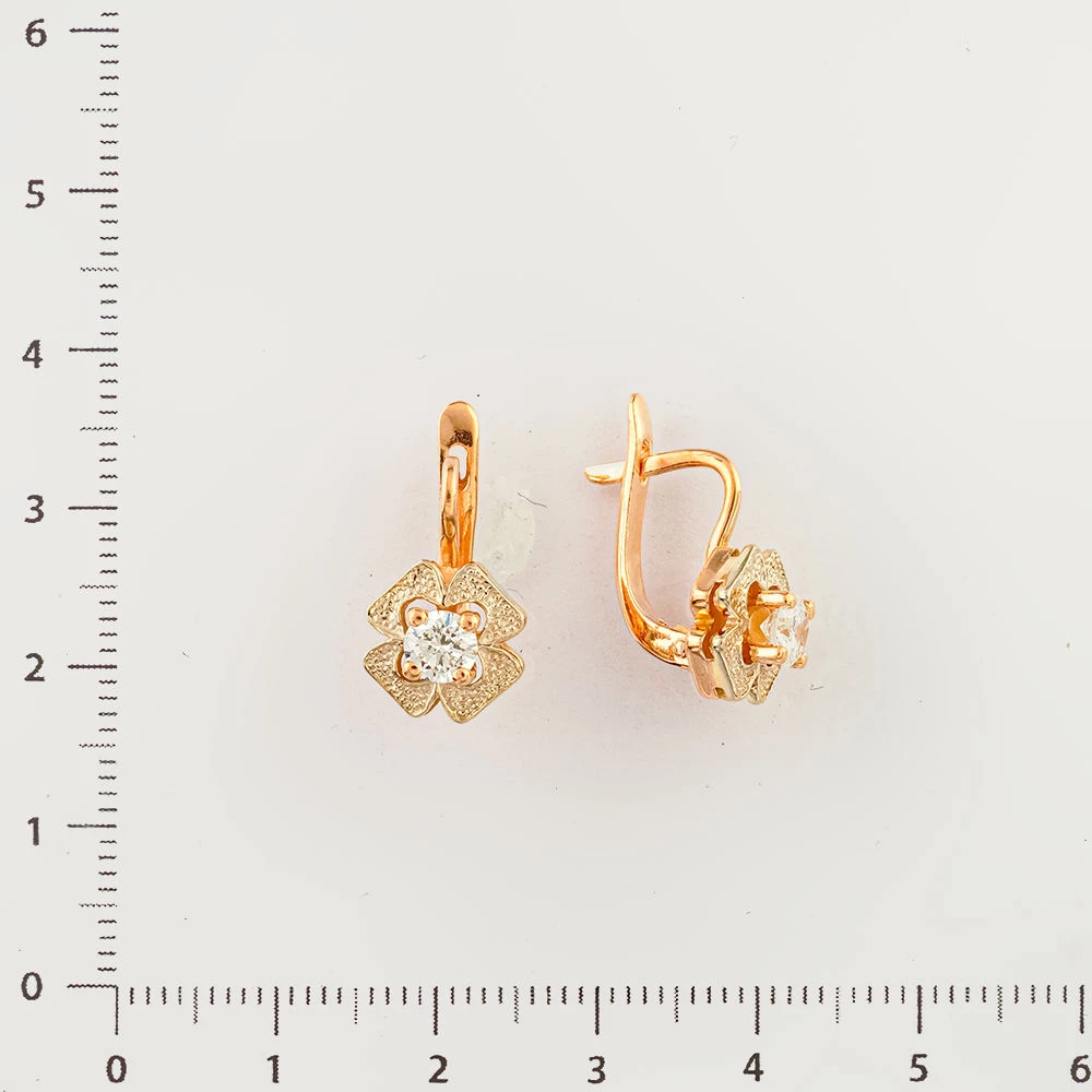 Серьги с бриллиантом из красного золота 585 пробы