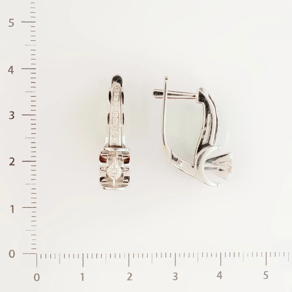 Серьги с бриллиантом из белого золота 585 пробы