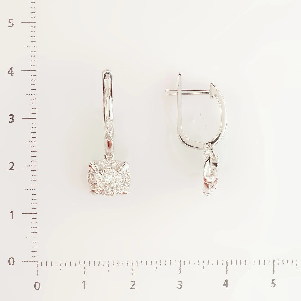 Серьги с бриллиантом из белого золота 585 пробы