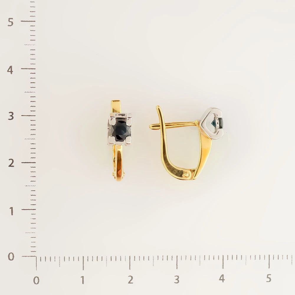 Серьги с сапфиром из желтого золота 585 пробы