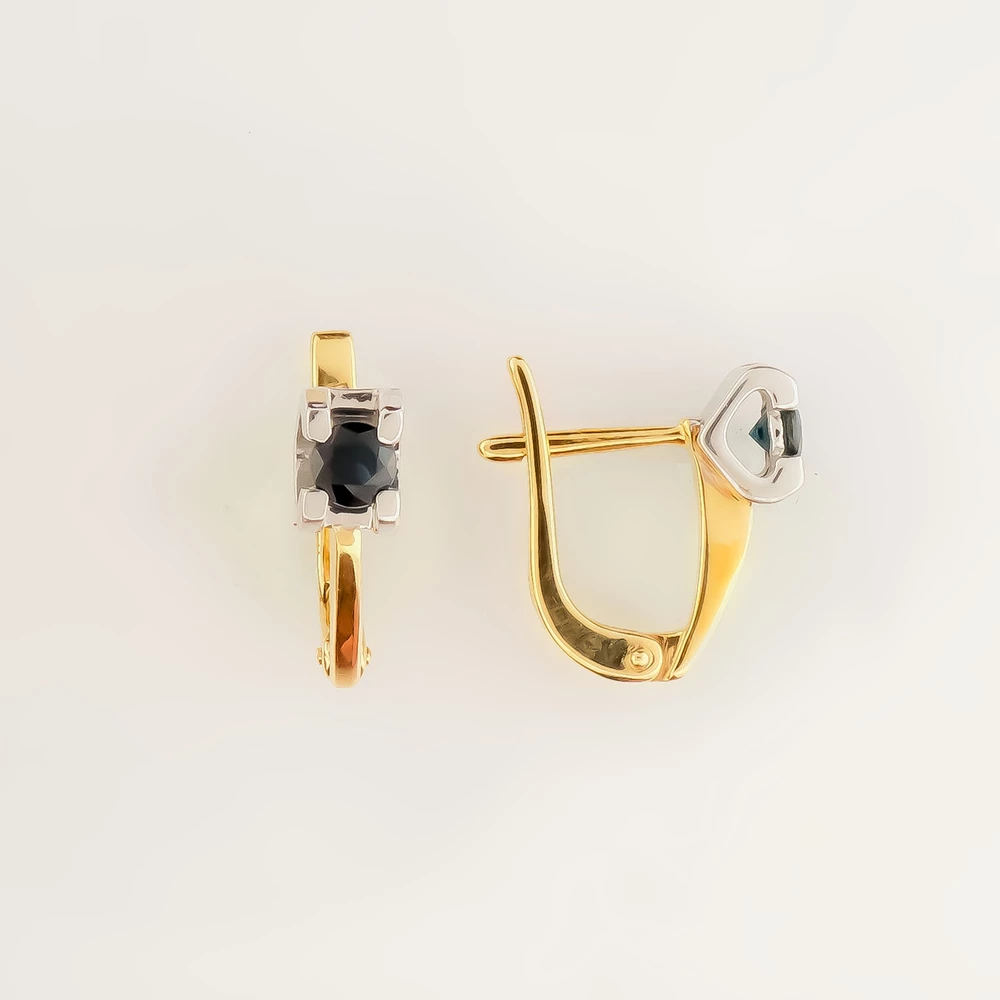 Серьги с сапфиром из желтого золота 585 пробы