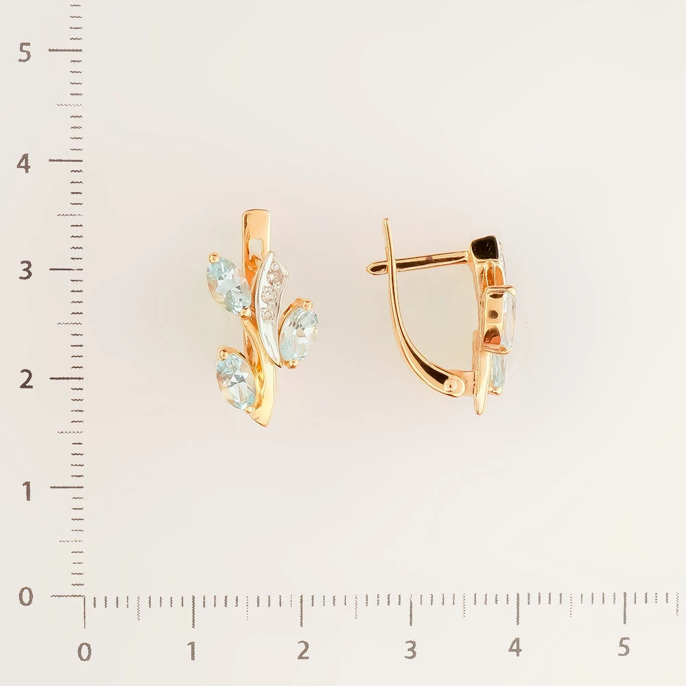 Серьги с бриллиантом из красного золота 585 пробы