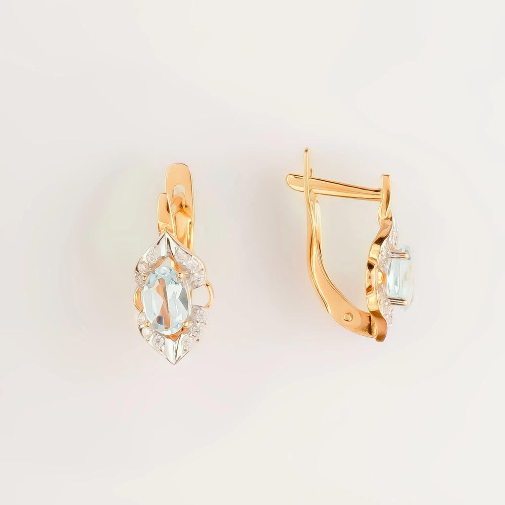 Серьги с топазом из красного золота 585 пробы