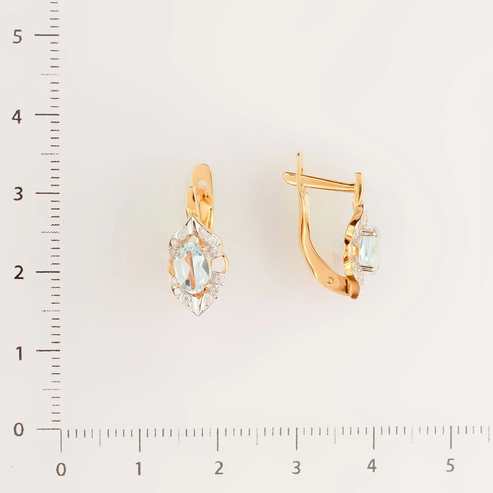 Серьги с топазом из красного золота 585 пробы