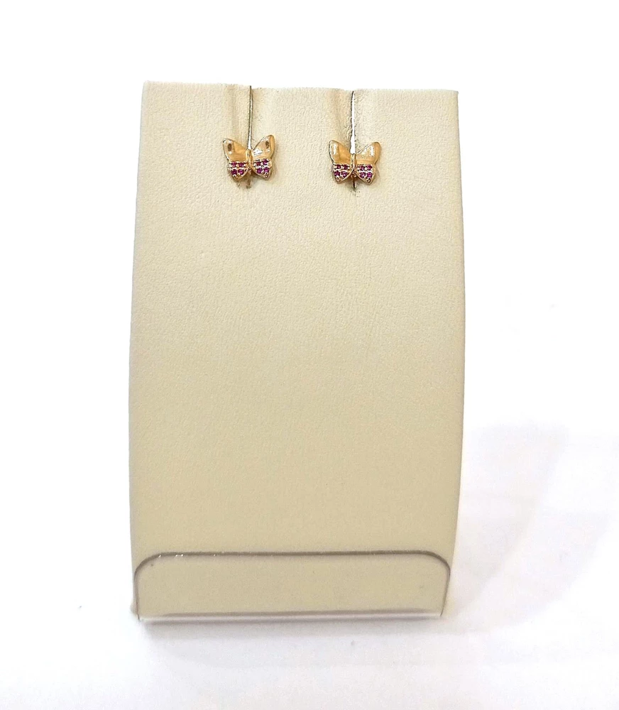 Серьги с фианитом из красного золота 585 пробы