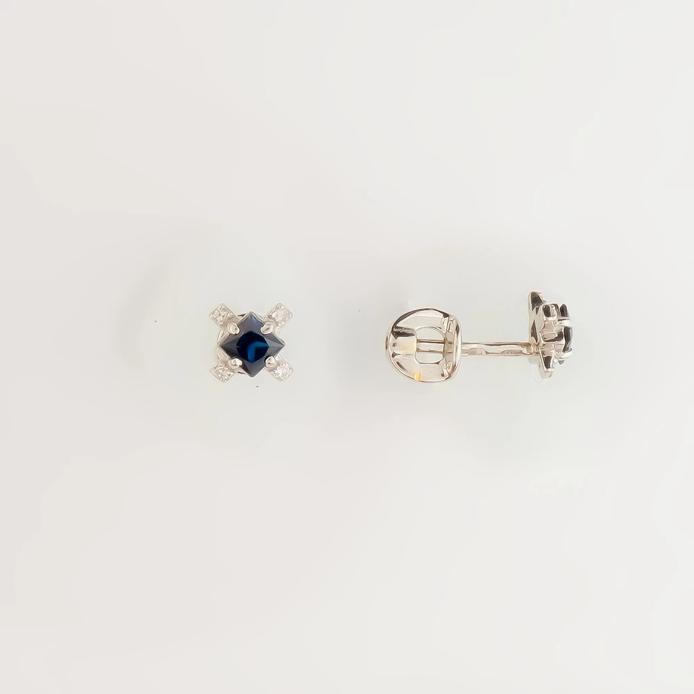 Серьги с сапфиром из белого золота 585 пробы