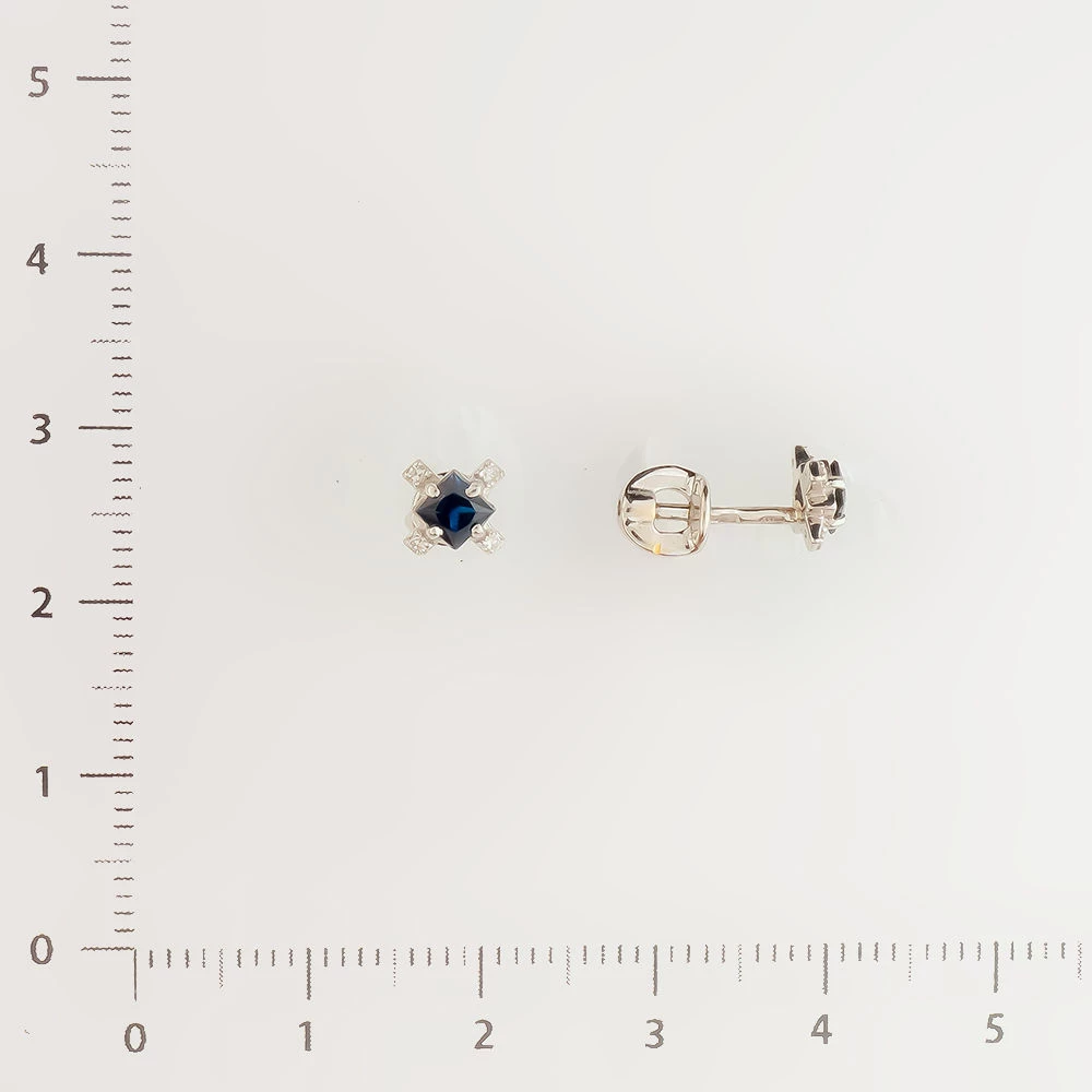 Серьги с сапфиром из белого золота 585 пробы