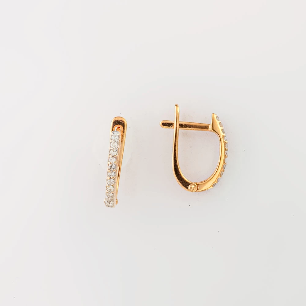 Серьги с бриллиантом из красного золота 585 пробы