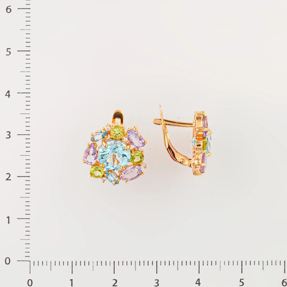 Серьги с топазом из красного золота 585 пробы