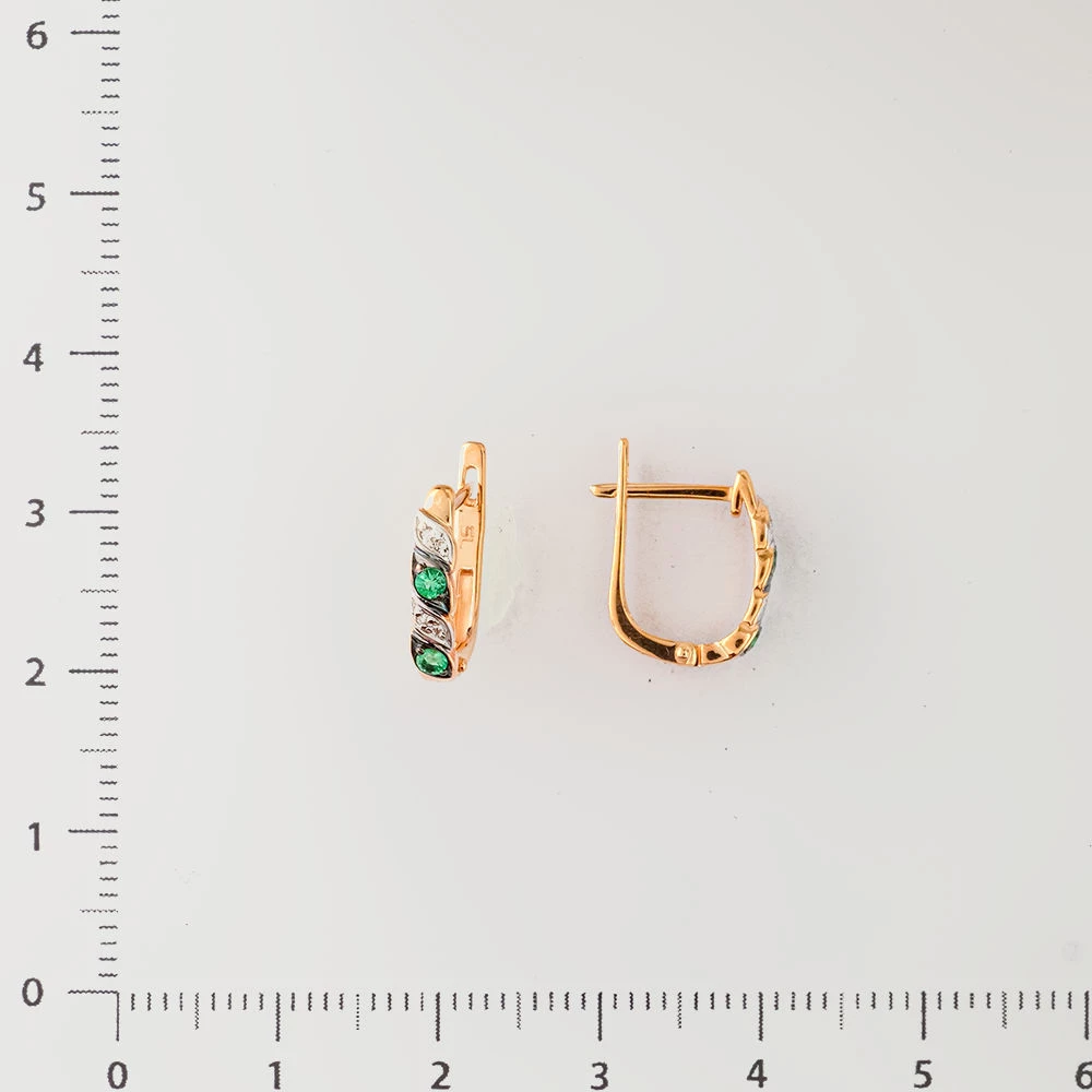 Серьги с изумрудом из красного золота 585 пробы