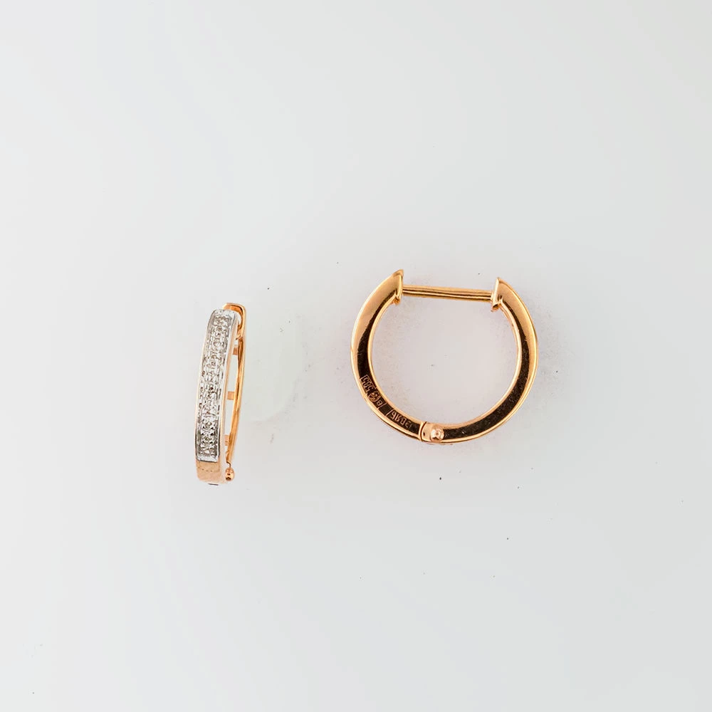 Серьги с бриллиантом из красного золота 585 пробы