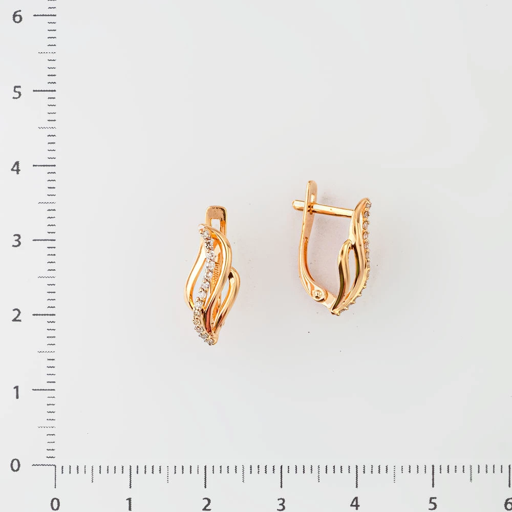 Серьги с бриллиантом из красного золота 585 пробы