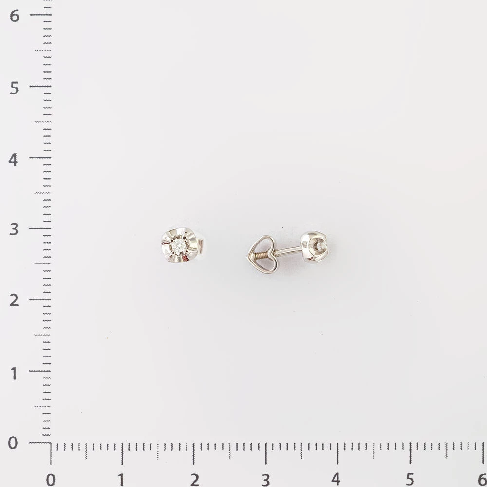 Серьги с бриллиантом из белого золота 585 пробы